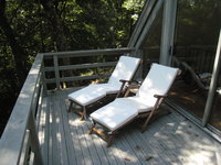 Cushions on our homemade mahogany titanic chairs