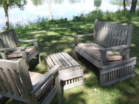 Cushioned chairs on the Mississippi River bank