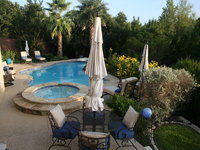Lounging on new cushions by the pool