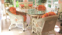Custom Wicker Chair Cushions in Sunbrella Dolce Mango