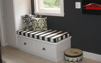 Black & White Striped Bathroom Window Seat Cushion