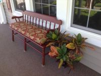 Inviting Front Porch With Sunbrella Bench Cushion