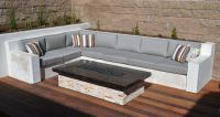 Fire Table Seating With Custom Sunbrella Cushions