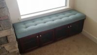 Button Tufted Blue Window Seat Cushion