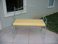 Sunbrella Buttercup Cushion On Iron Patio Bench