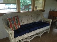 Vintage Wicker Sofa With New Tufted Cushions