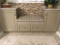 Bench cushion in newly-remodeled master bath