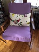 Purple Mid-Century Chair Seat and Back Cushions