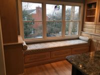 Gray Ikat Kitchen Window Seat Cushion And Bolsters
