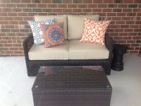 Sunbrella Antique Beige Wicker Love Seat Cushions