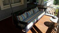 Porch Swing & Pillows With Outdura Stripe Fabric