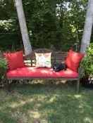 Large Wooden Garden Bench Cushion in Sunbrella
