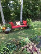 Large Wooden Garden Bench Cushion in Sunbrella