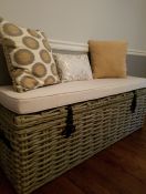 Custom Wicker Trunk Cushion in Sunbrella Canvas
