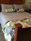 Custom Floral Bed Scarf and Bolster Pillow