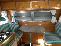 Turquoise RV Cushions for Our Vintage Trailer