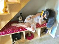 Book Nook Custom Made Cushion with Yorkie