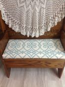 Bench Cushion with Teal Trellis Pattern