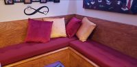 Beautiful Sunbrella Canvas Burgundy Bench Cushions
