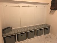 Gray and White Bench Cushion
